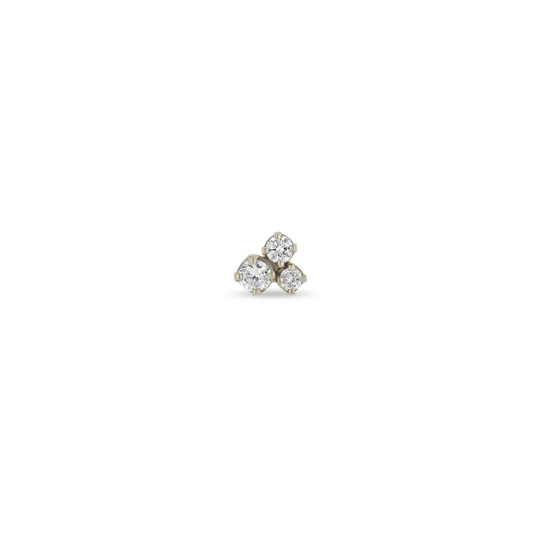 14k 3 Mixed Prong Diamond Cluster Stud Earrings