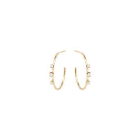 14k 3 Prong Diamond Small Hoops