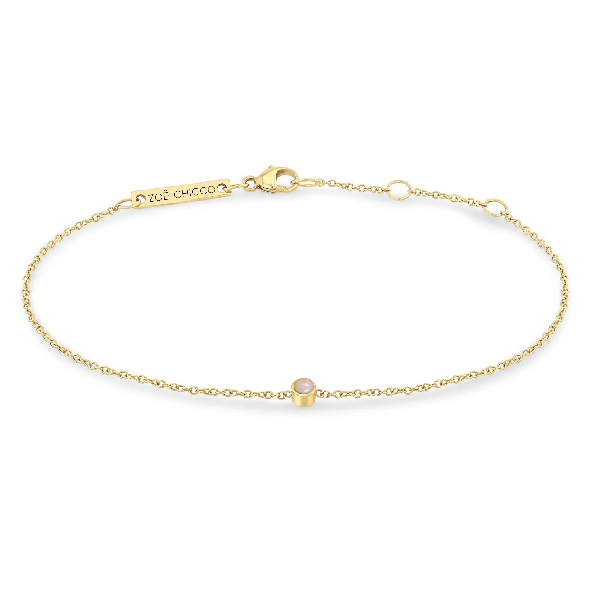 14k Single Opal Bezel Bracelet | October Birthstone