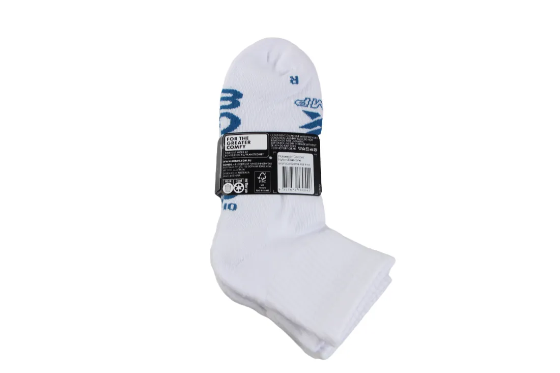 15 Pairs X Bonds Mens X-Temp Quarter Crew Socks White As8