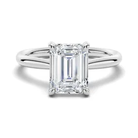 3 CT. Emerald Cut Moissanite Engagement Ring With Hidden Halo