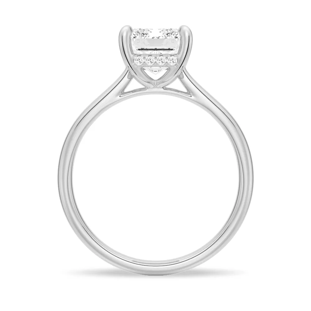 3 CT. Emerald Cut Moissanite Engagement Ring With Hidden Halo