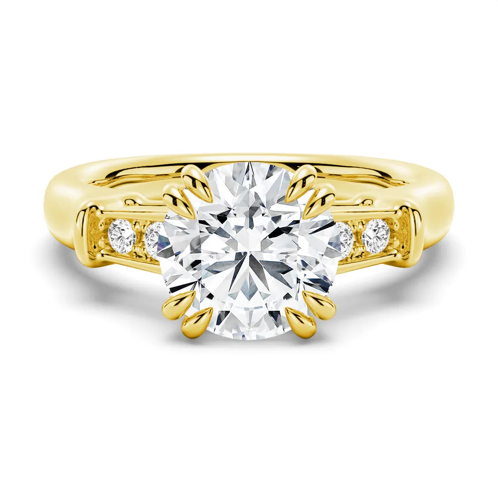 3 CT. Round Brilliant Solitaire Moissanite Engagement Ring With Accents