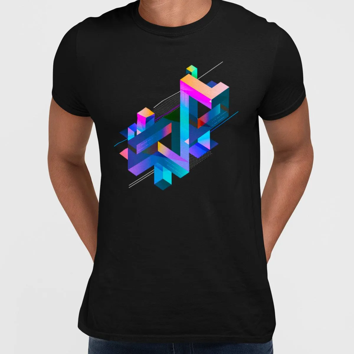 Abstract 3D multi-color geometrical composition T-Shirt