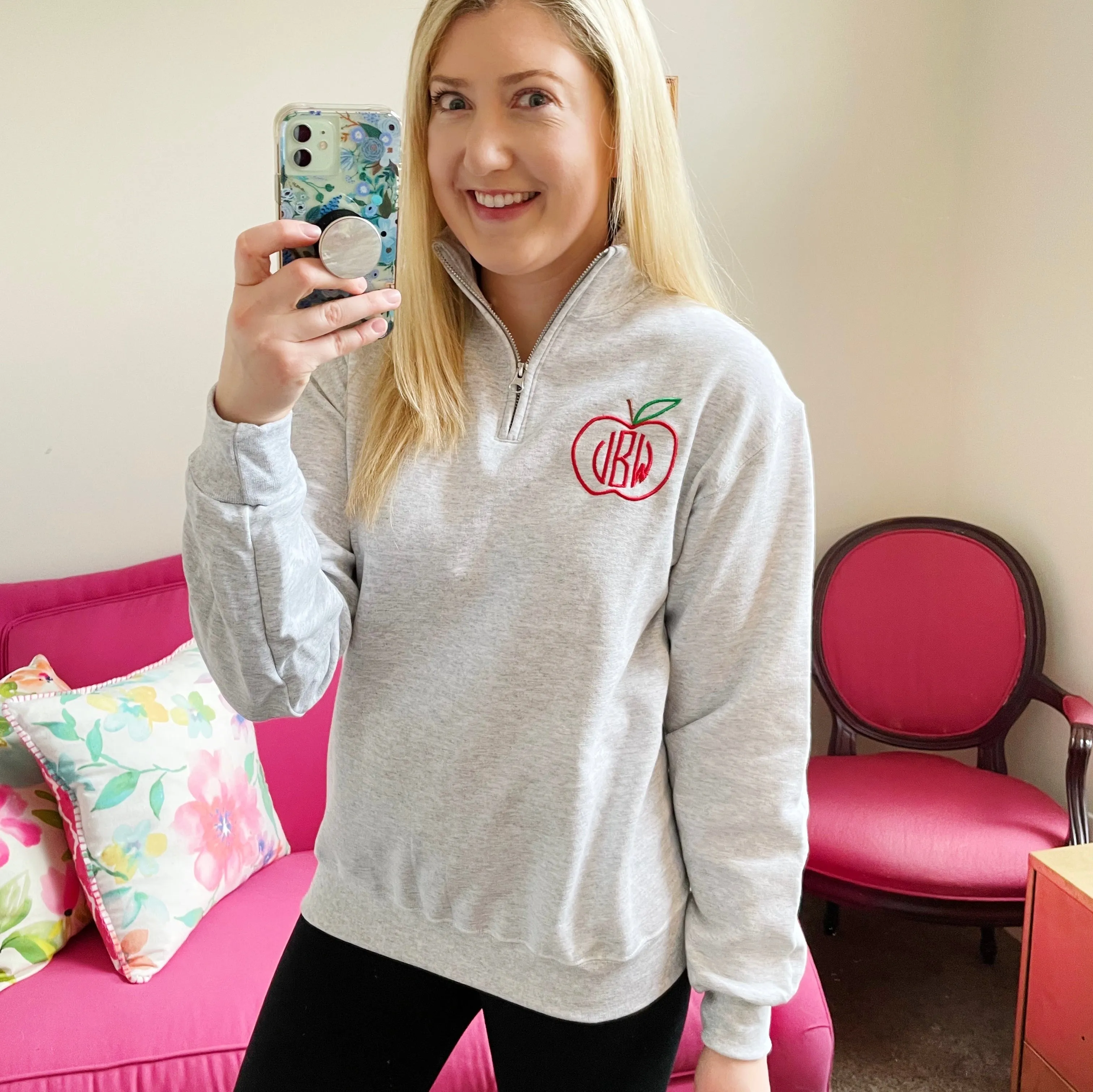 Apple Monogram 1/4 Zip Sweatshirts