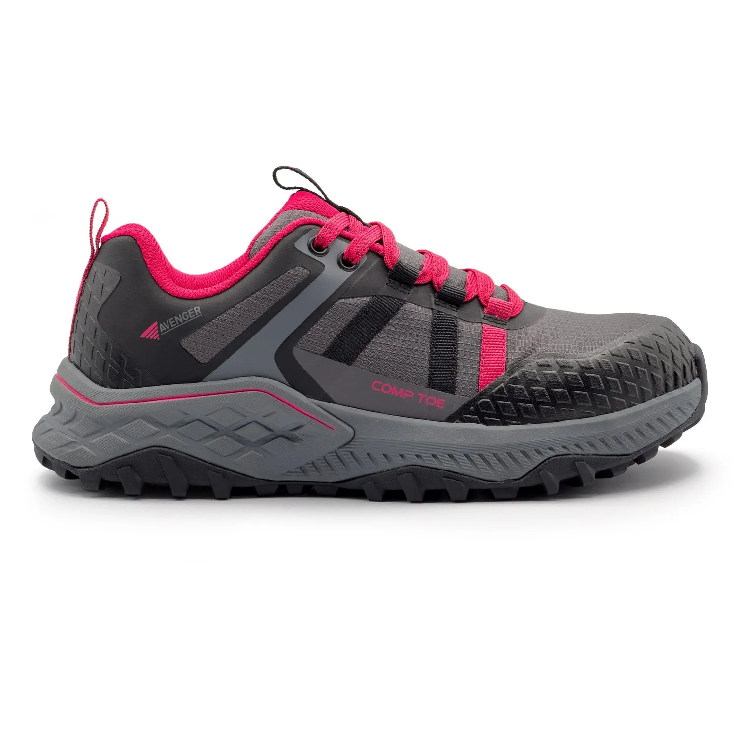 Avenger Womens Aero Trail Grey/Magenta Synthetic CT EH Work Shoes