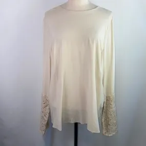 BrunoCucinelliCream Silk w Lace Cuffs Top