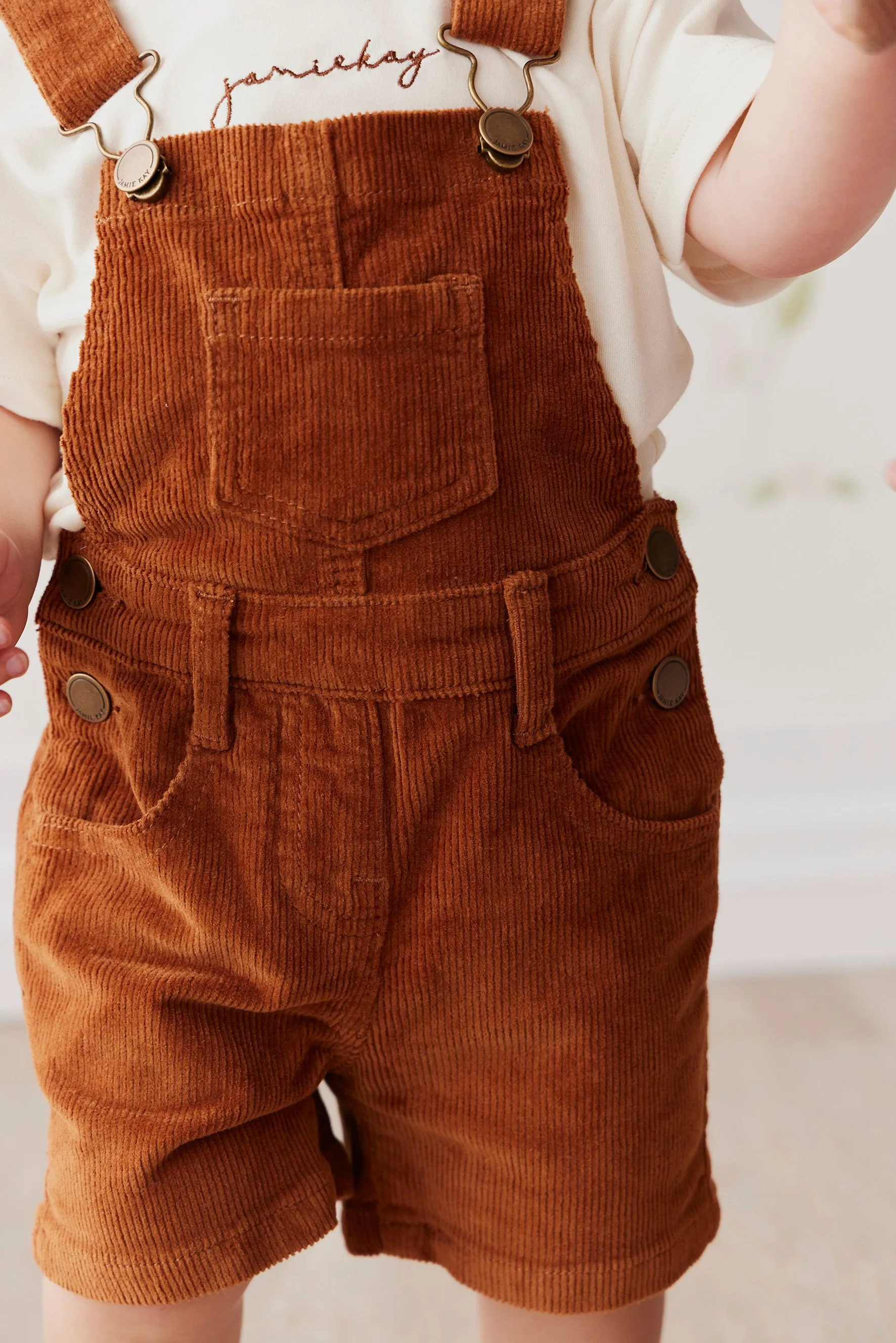 Casey Cord Short Overall - Cinnamon