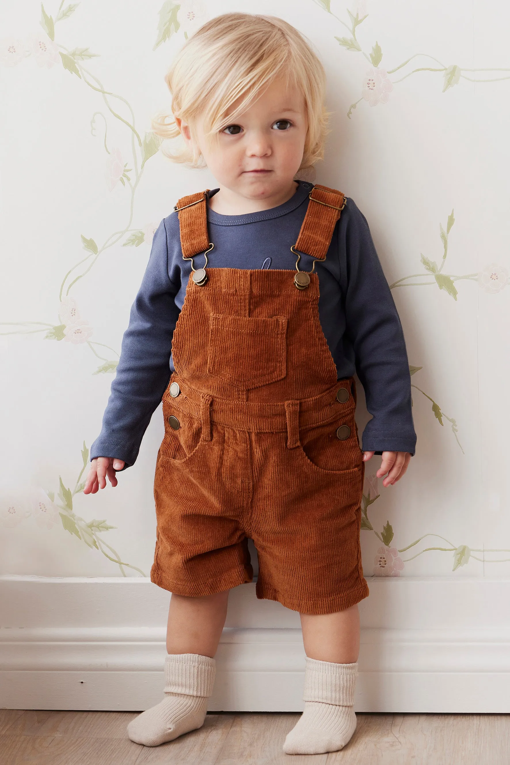 Casey Cord Short Overall - Cinnamon