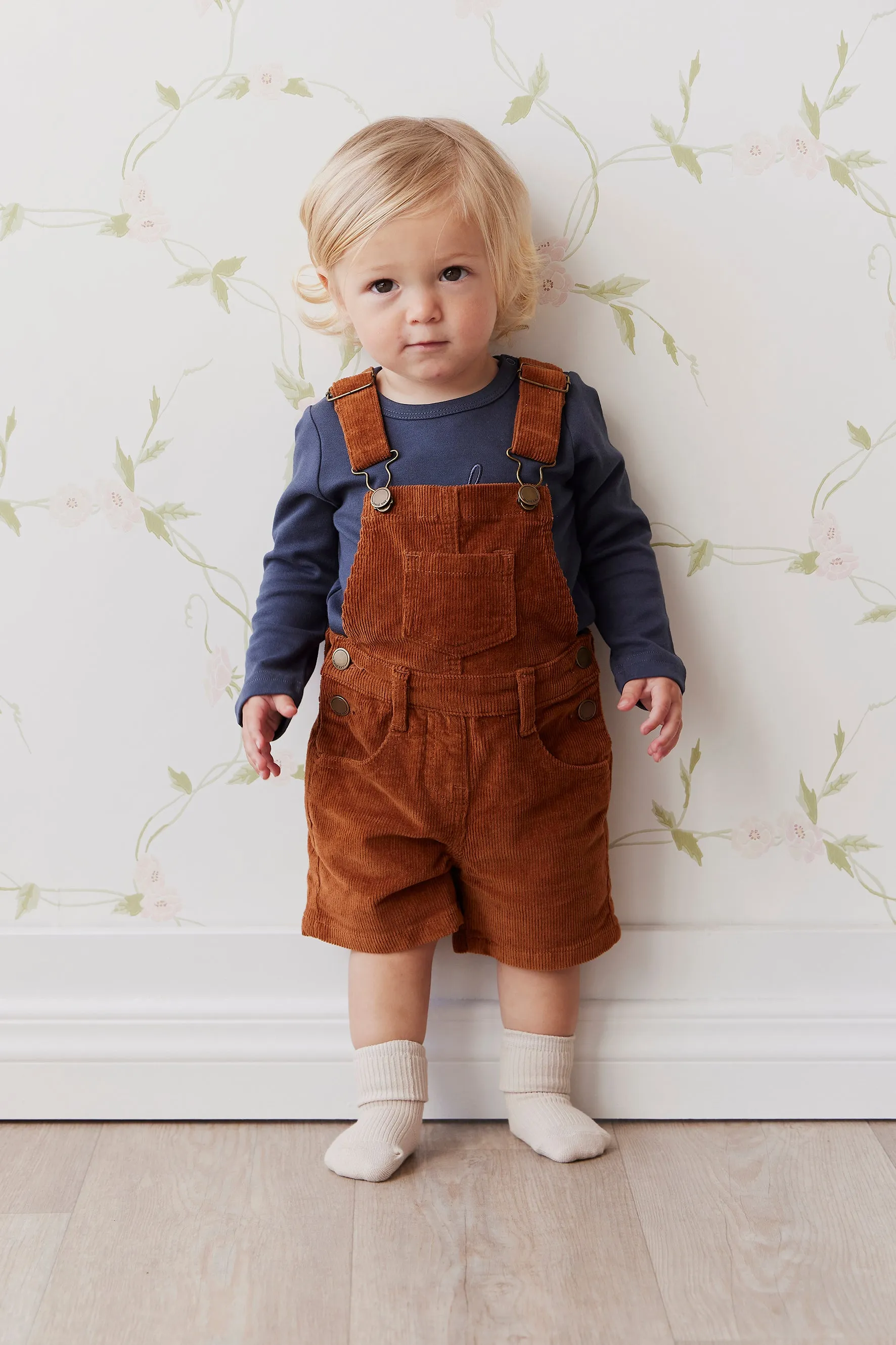 Casey Cord Short Overall - Cinnamon