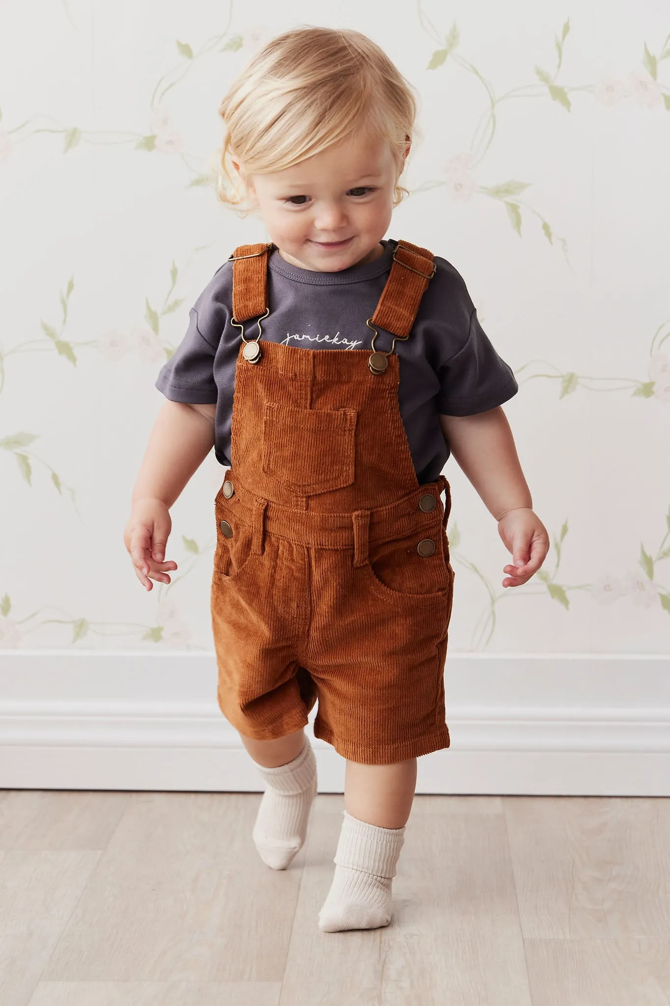 Casey Cord Short Overall - Cinnamon