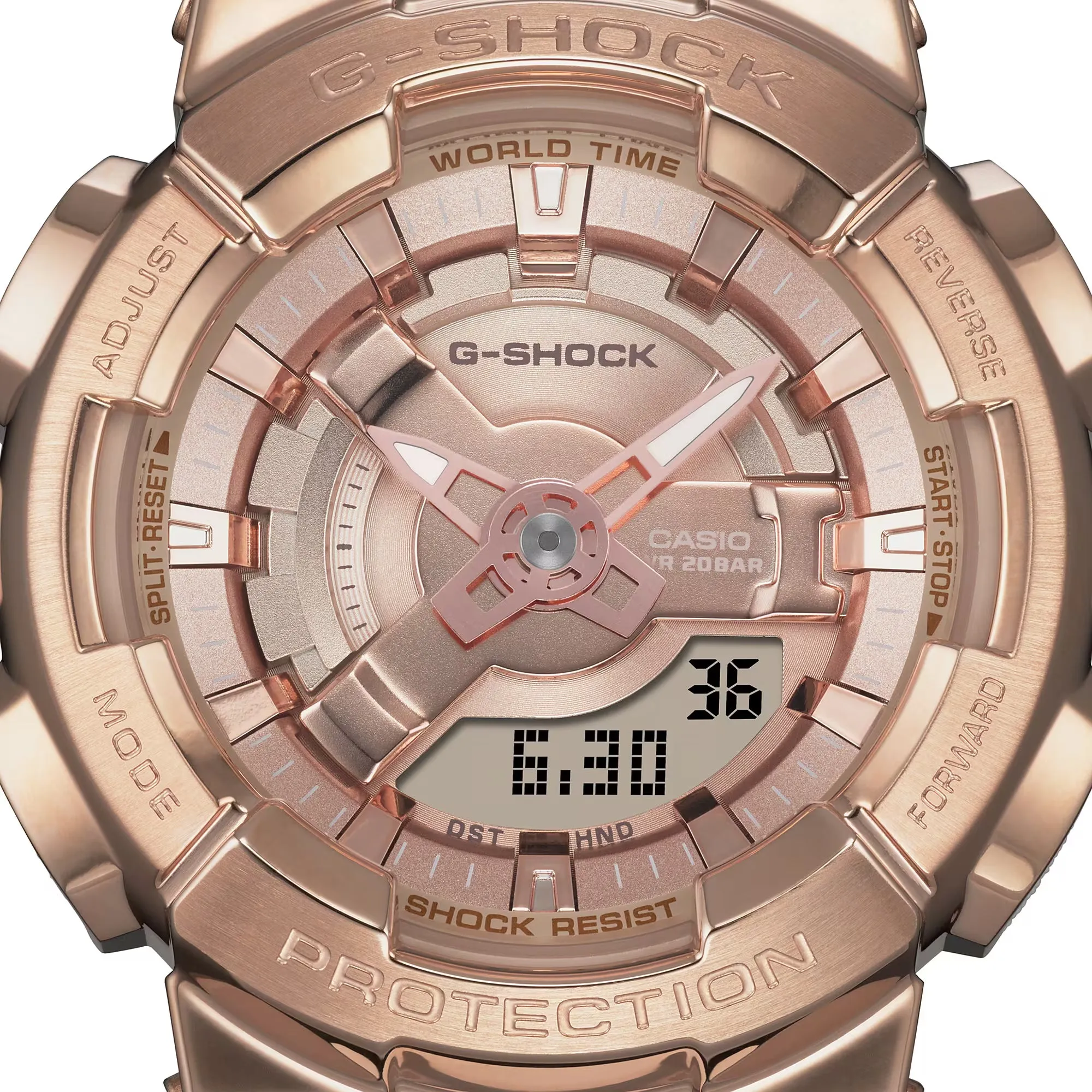 Casio G-Shock GMS GMS110PG-4A Metal Covered Rose Pink Gold Womens Watch