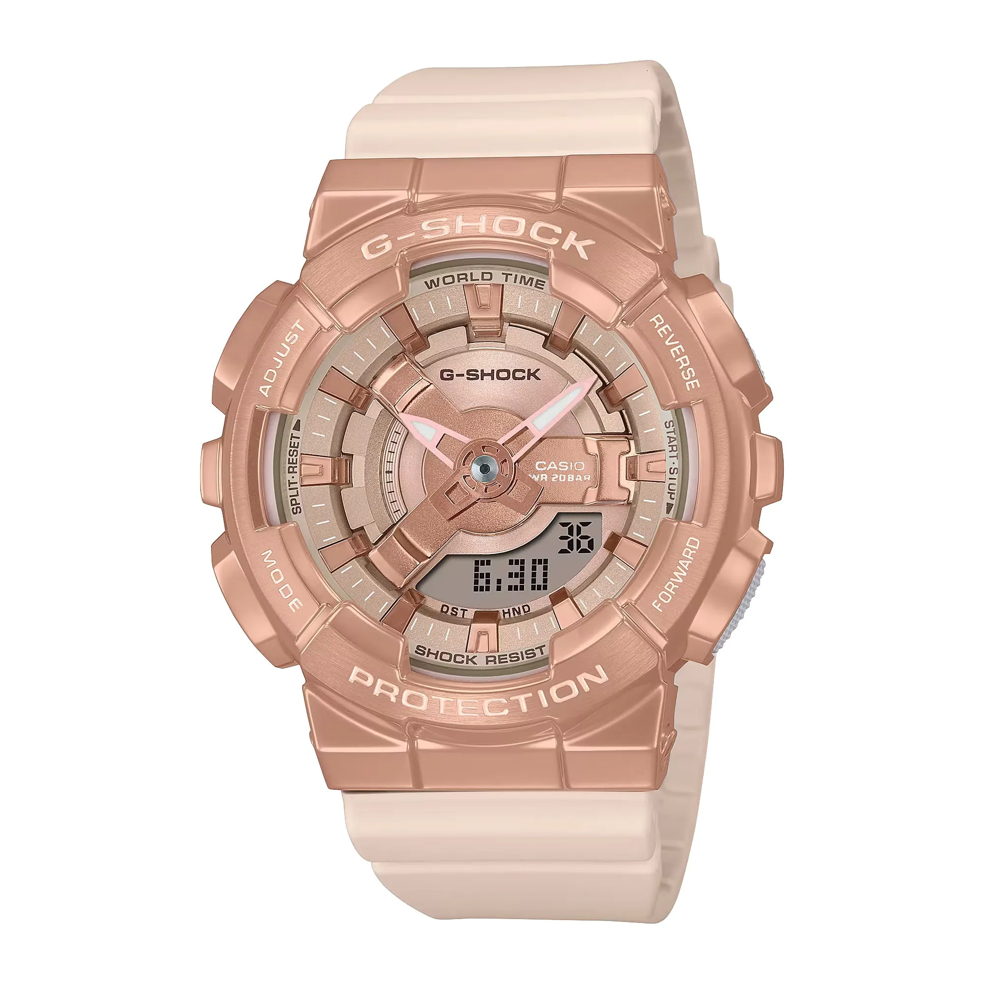 Casio G-Shock GMS GMS110PG-4A Metal Covered Rose Pink Gold Womens Watch