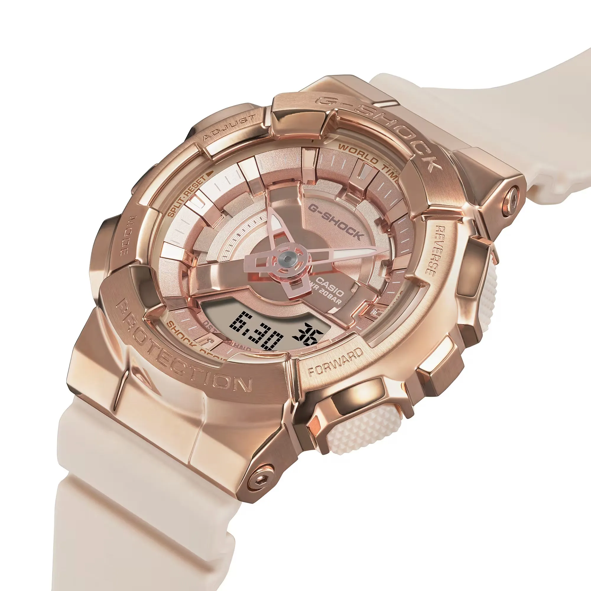 Casio G-Shock GMS GMS110PG-4A Metal Covered Rose Pink Gold Womens Watch