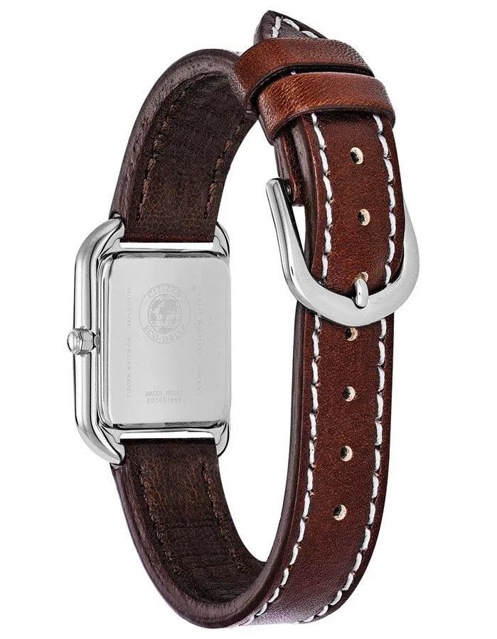 Citizen Eco-Drive Womens Chandler - Stainless Steel - Brown Strap - White Dial