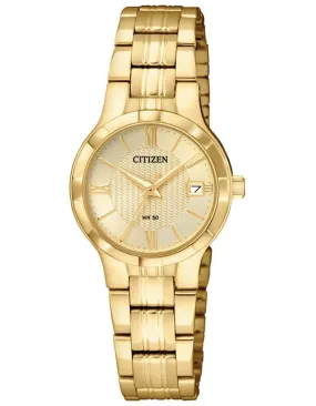 Citizen Womens Quartz Watch - Gold-Tone Dial & Case - Bracelet - Date - 50m