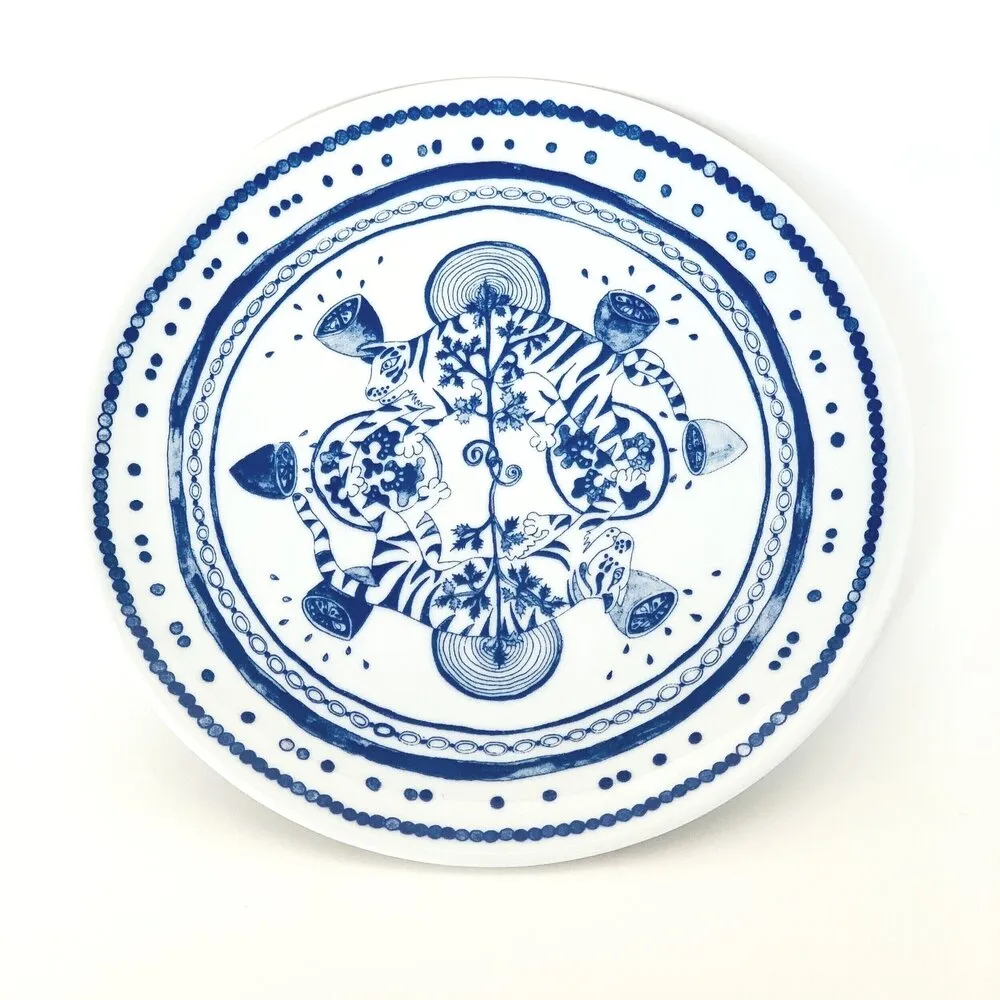 Clare Crespo: Blue Tiger Plates - set of 4