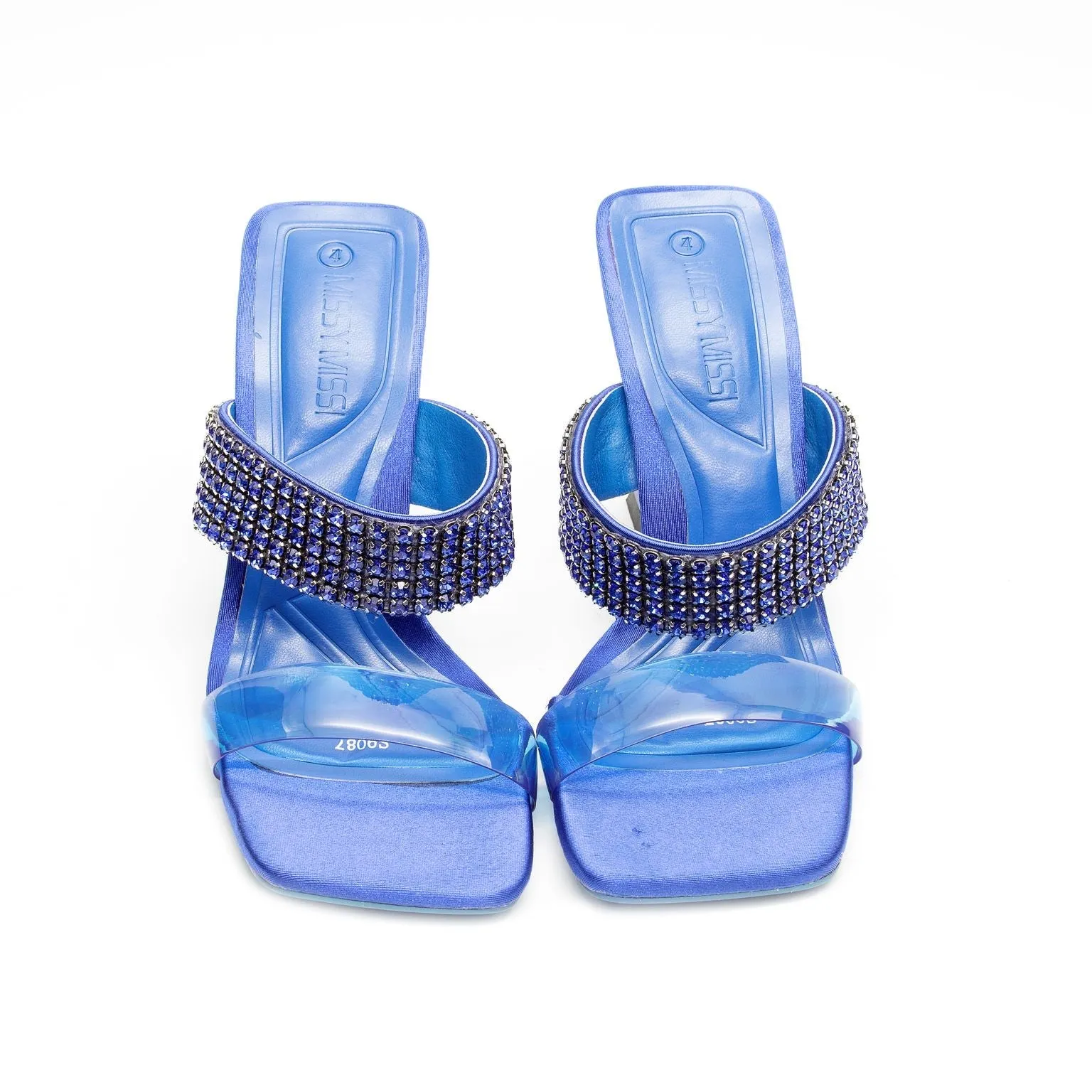 Classy Rhinestone Short Heel Sandals