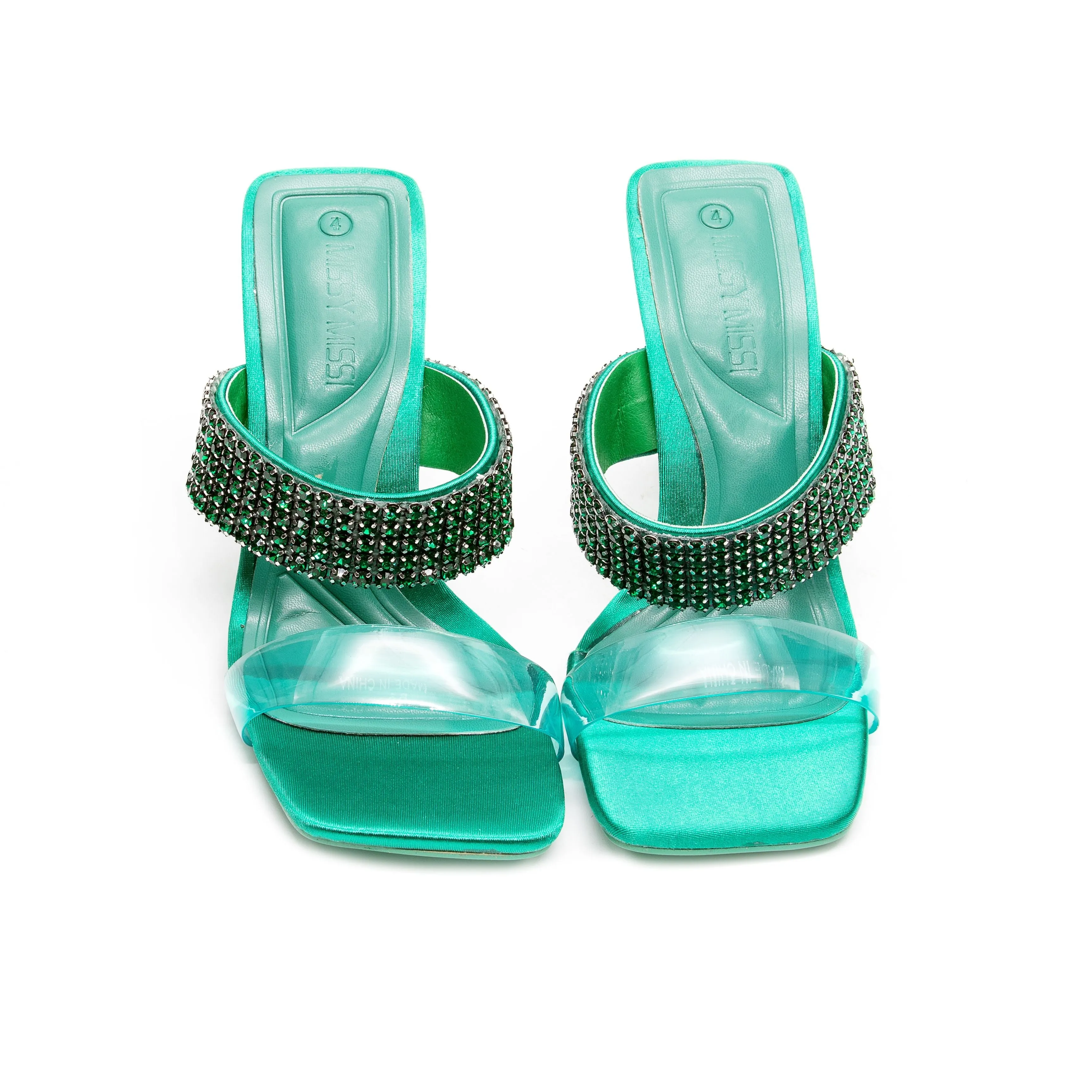 Classy Rhinestone Short Heel Sandals