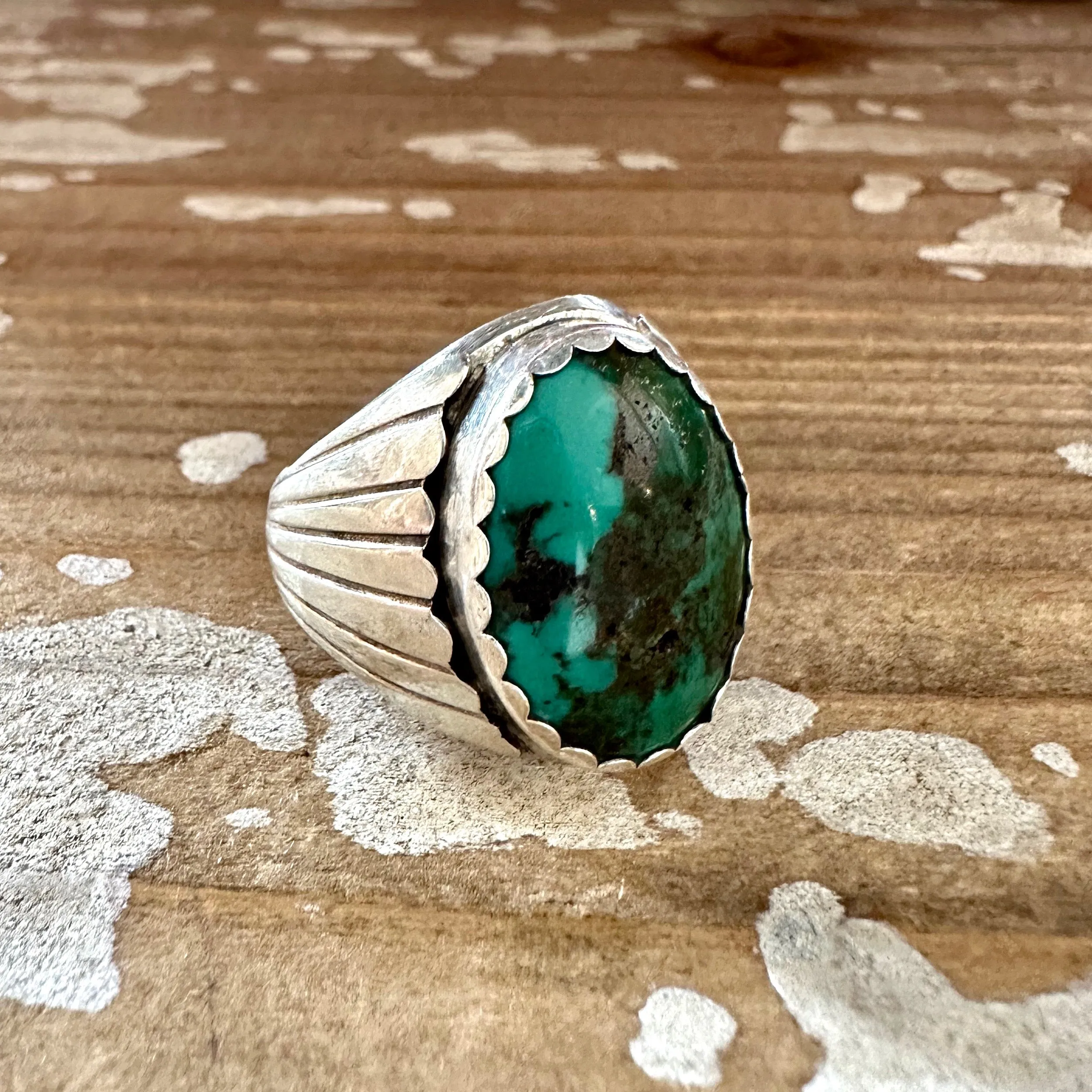 COLOR DE MI Alvery Smith Mens Ring, Sterling Silver w/ Tibetan Turquoise  Size 12