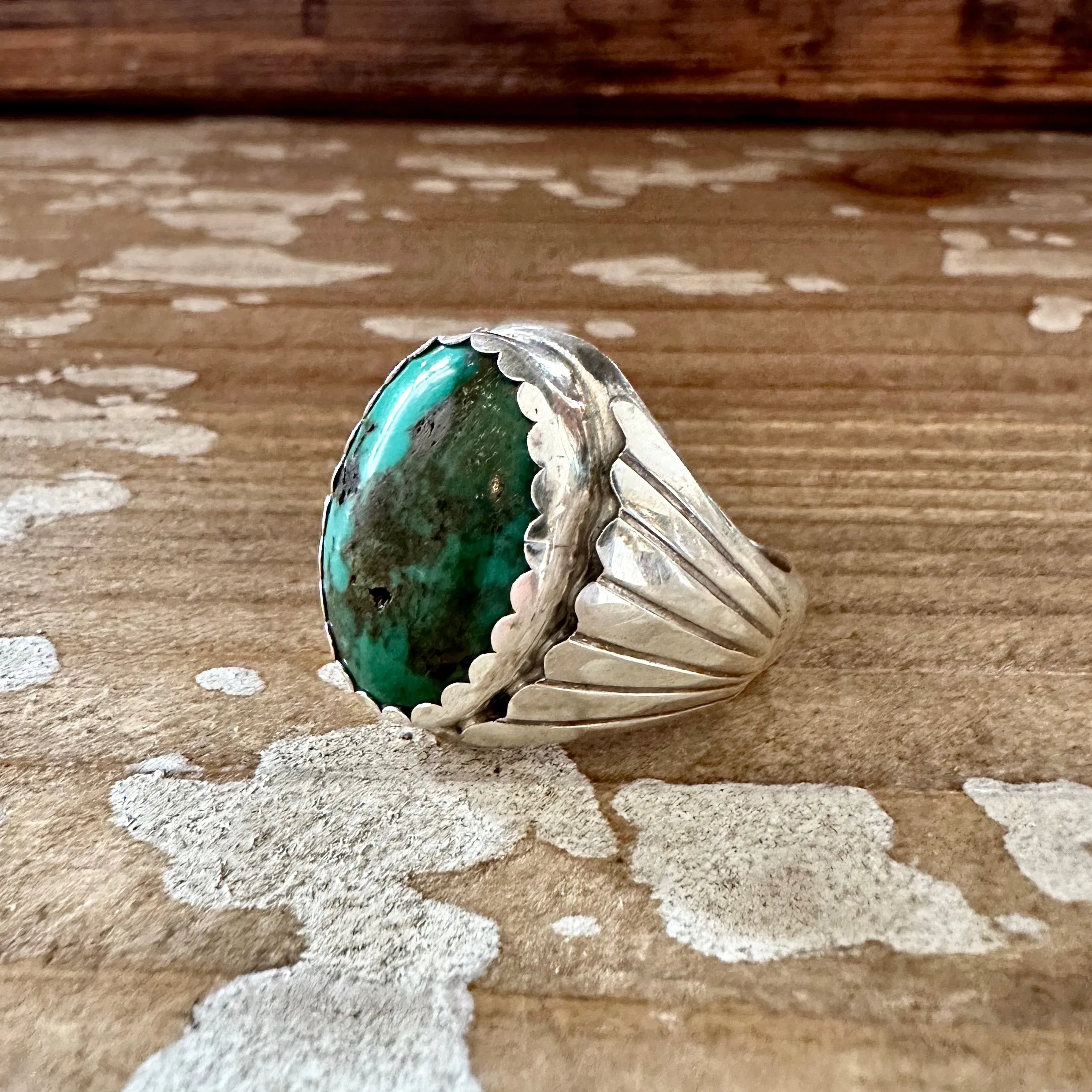 COLOR DE MI Alvery Smith Mens Ring, Sterling Silver w/ Tibetan Turquoise  Size 12