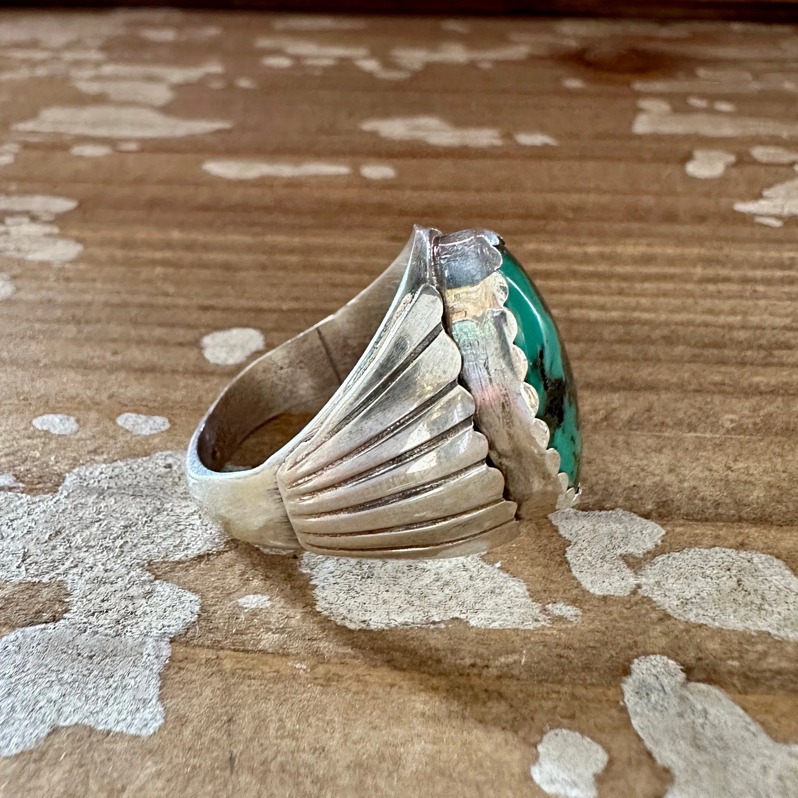 COLOR DE MI Alvery Smith Mens Ring, Sterling Silver w/ Tibetan Turquoise  Size 12