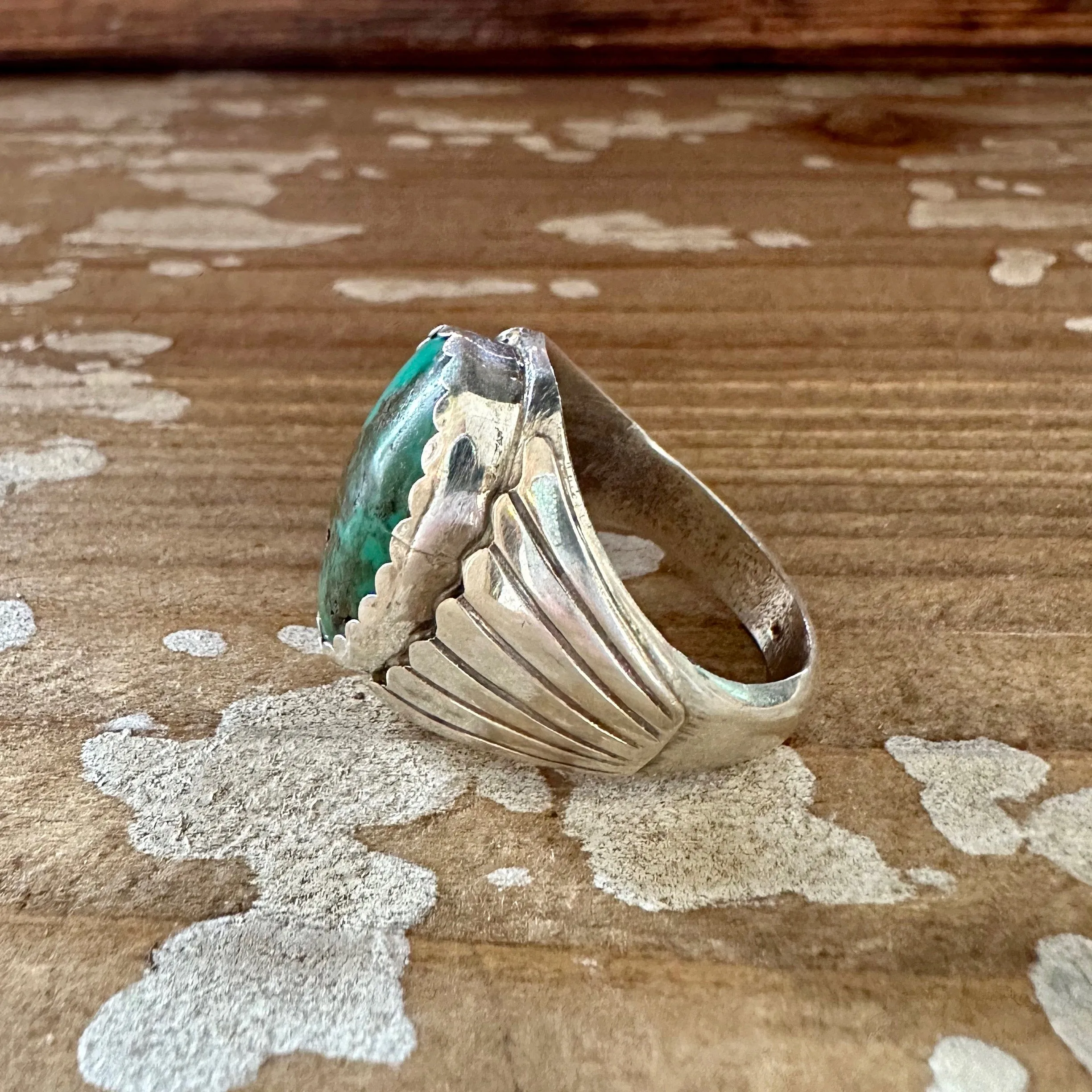 COLOR DE MI Alvery Smith Mens Ring, Sterling Silver w/ Tibetan Turquoise  Size 12