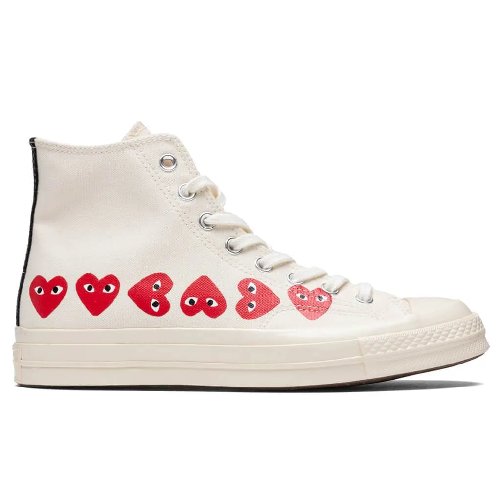 Converse x Comme Des Garcons PLAY All Star Chuck '70 Hi "Multi Heart" - Off-White