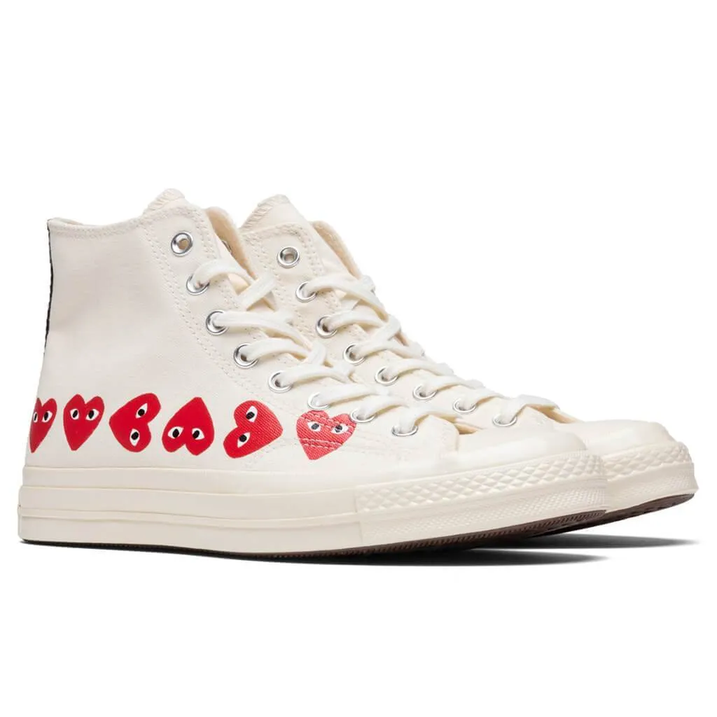 Converse x Comme Des Garcons PLAY All Star Chuck '70 Hi "Multi Heart" - Off-White