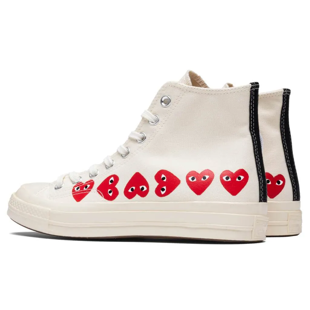 Converse x Comme Des Garcons PLAY All Star Chuck '70 Hi "Multi Heart" - Off-White