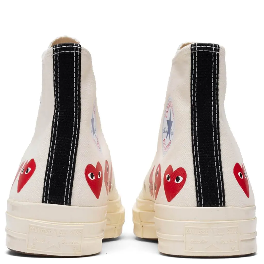 Converse x Comme Des Garcons PLAY All Star Chuck '70 Hi "Multi Heart" - Off-White