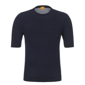 Crew-Neck Cotton Jersey Navy Blue T-Shirt