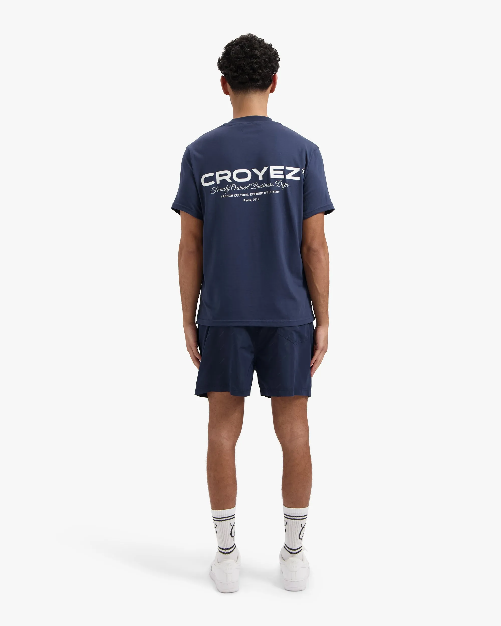 CROYEZ FAMILY OWNED BUSINESS T-SHIRT - NAVY/WHITE