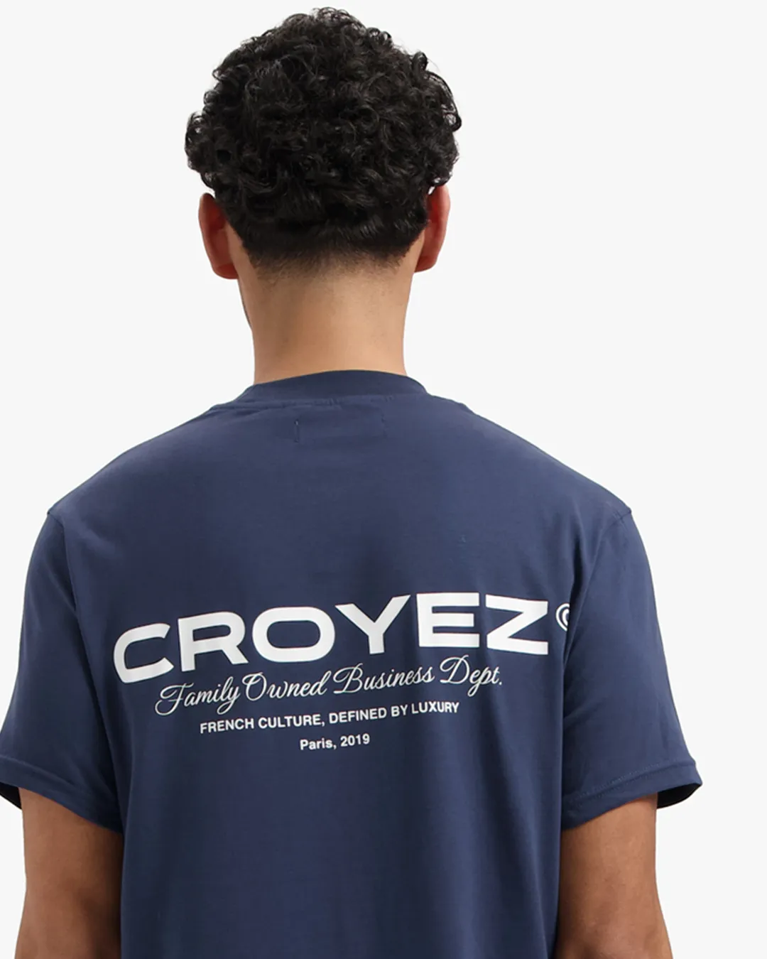 CROYEZ FAMILY OWNED BUSINESS T-SHIRT - NAVY/WHITE