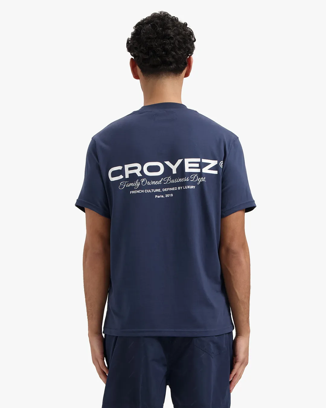 CROYEZ FAMILY OWNED BUSINESS T-SHIRT - NAVY/WHITE