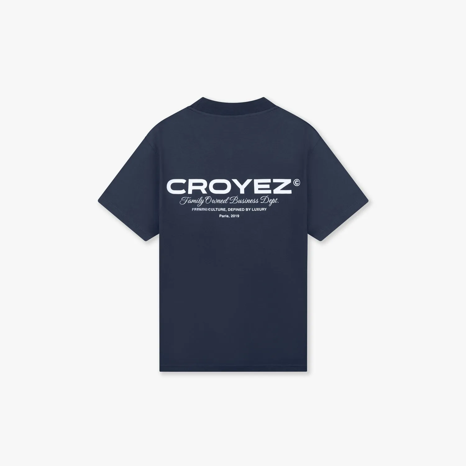 CROYEZ FAMILY OWNED BUSINESS T-SHIRT - NAVY/WHITE