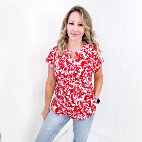 Dear Scarlett Lizzy Cap Sleeve Top in Red Floral