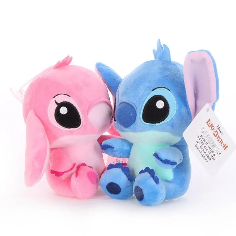 Disney 20cm Lilo & Stitch Couple Models Cartoon Stuffed Plush Dolls  Anime Plush Baby Toys Pendant Toys Girl Kids Birthday Gift