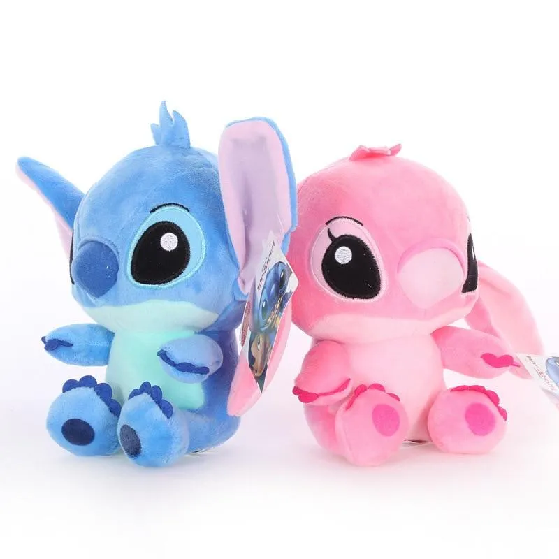 Disney 20cm Lilo & Stitch Couple Models Cartoon Stuffed Plush Dolls  Anime Plush Baby Toys Pendant Toys Girl Kids Birthday Gift