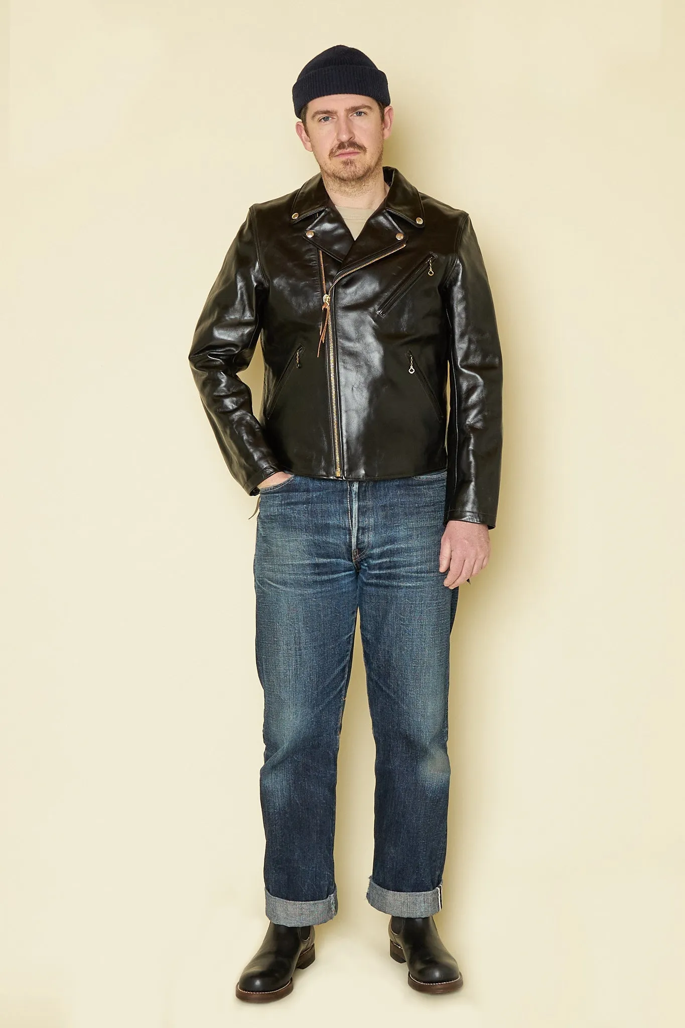 Double Helix 'Deviant' Horsehide Leather Jacket - Black