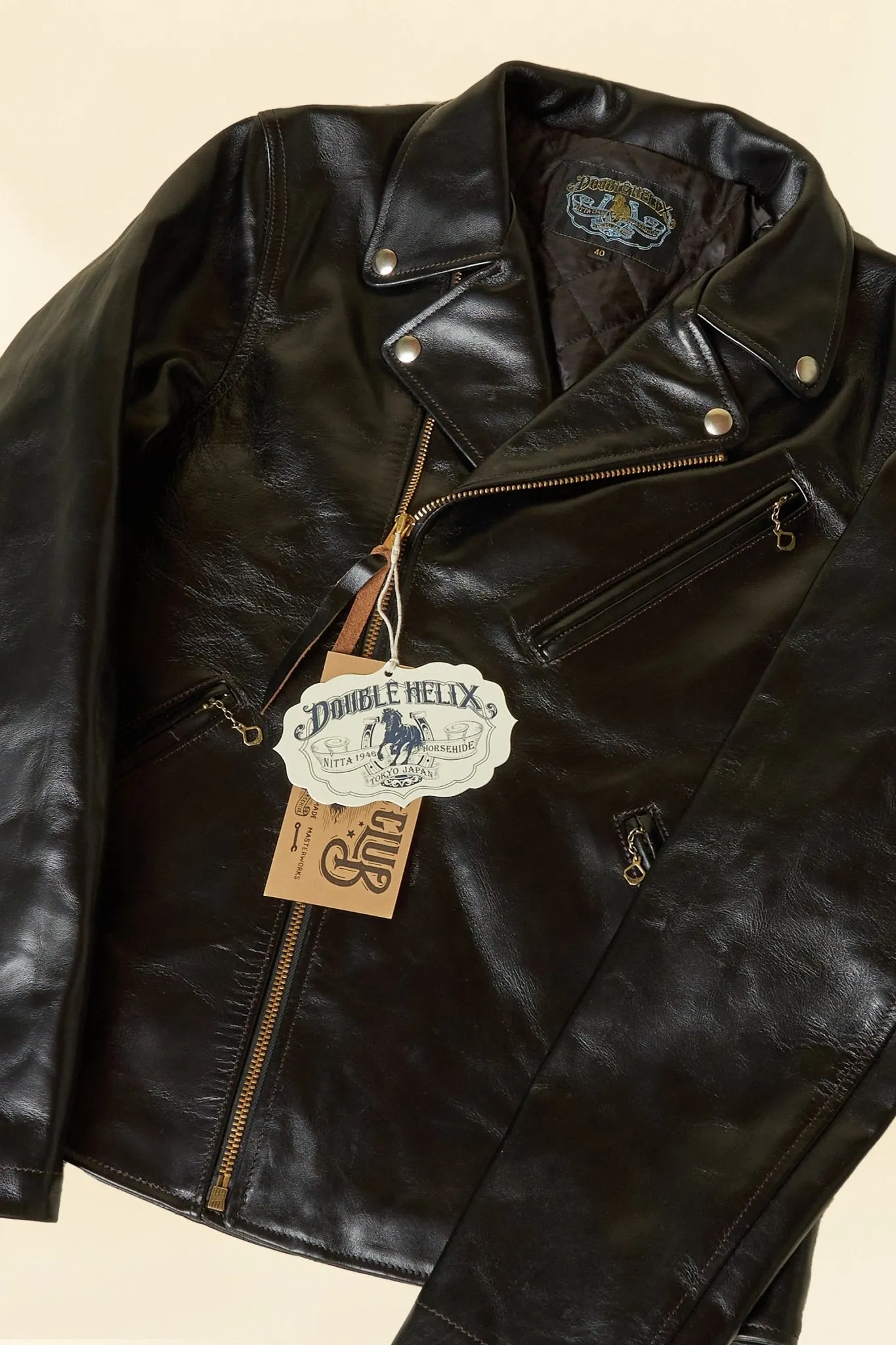 Double Helix 'Deviant' Horsehide Leather Jacket - Black