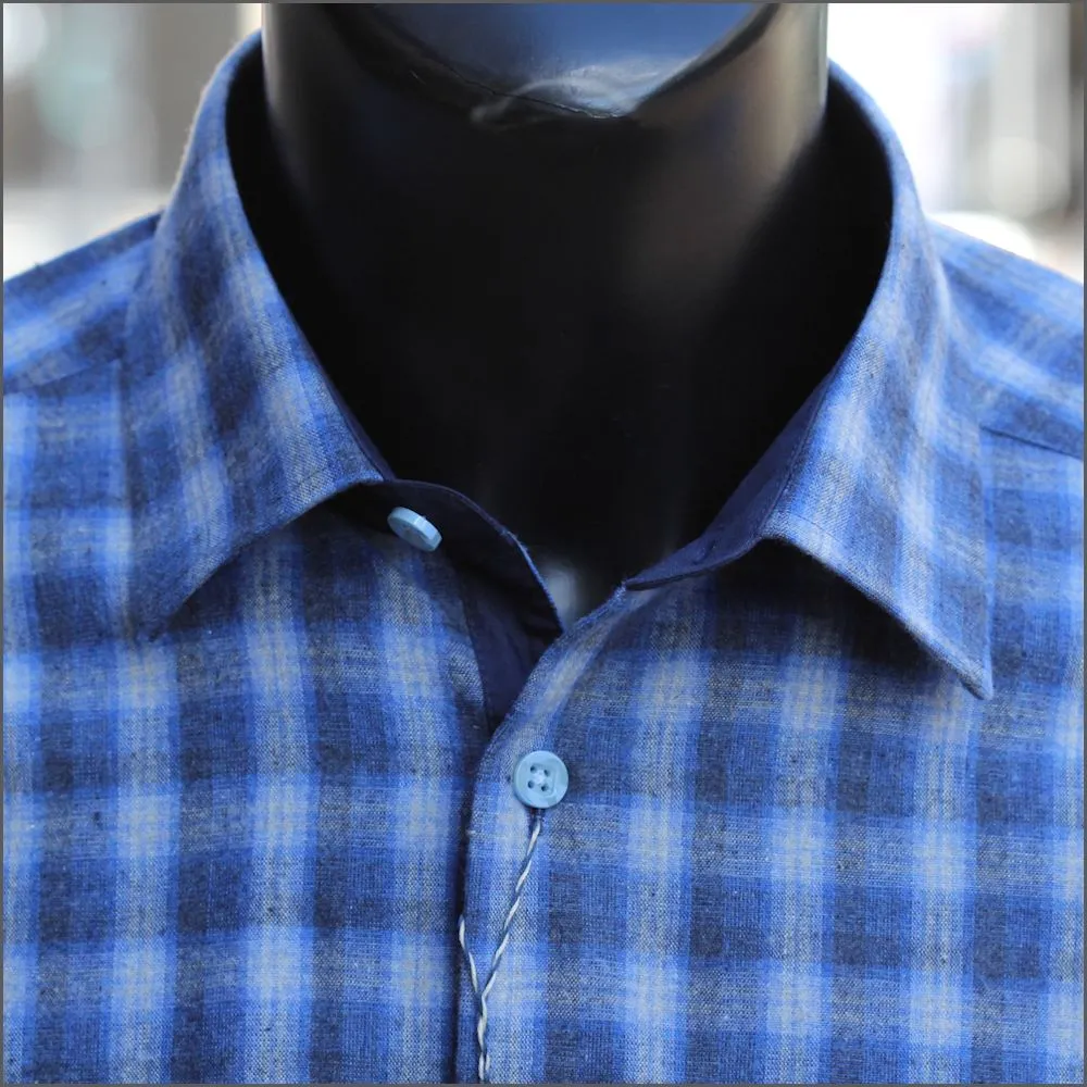 Drifter Giovanni Blue & Navy Checked Shirt<>