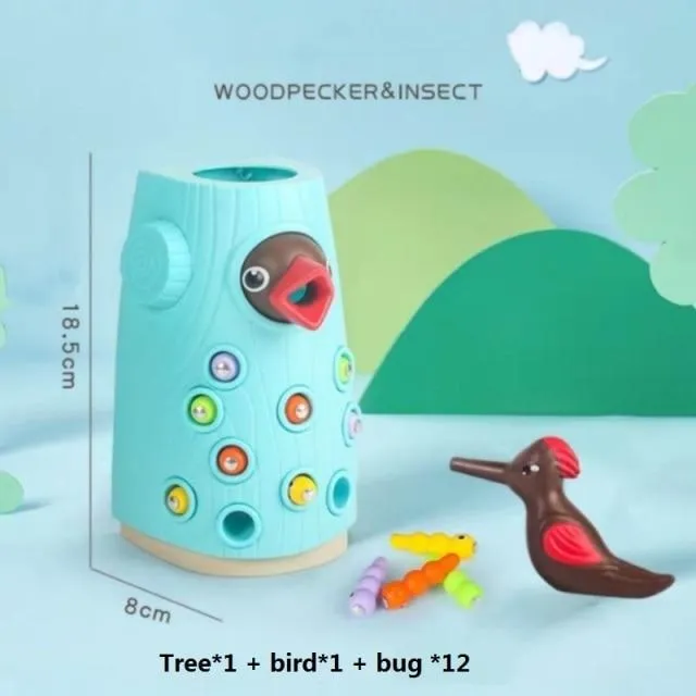 Family Toys Woodpecker Magnetic Catch the Worm Animal Feeding Game Small Birds Children Educate Fishing Toys Set Kids Gift Kit