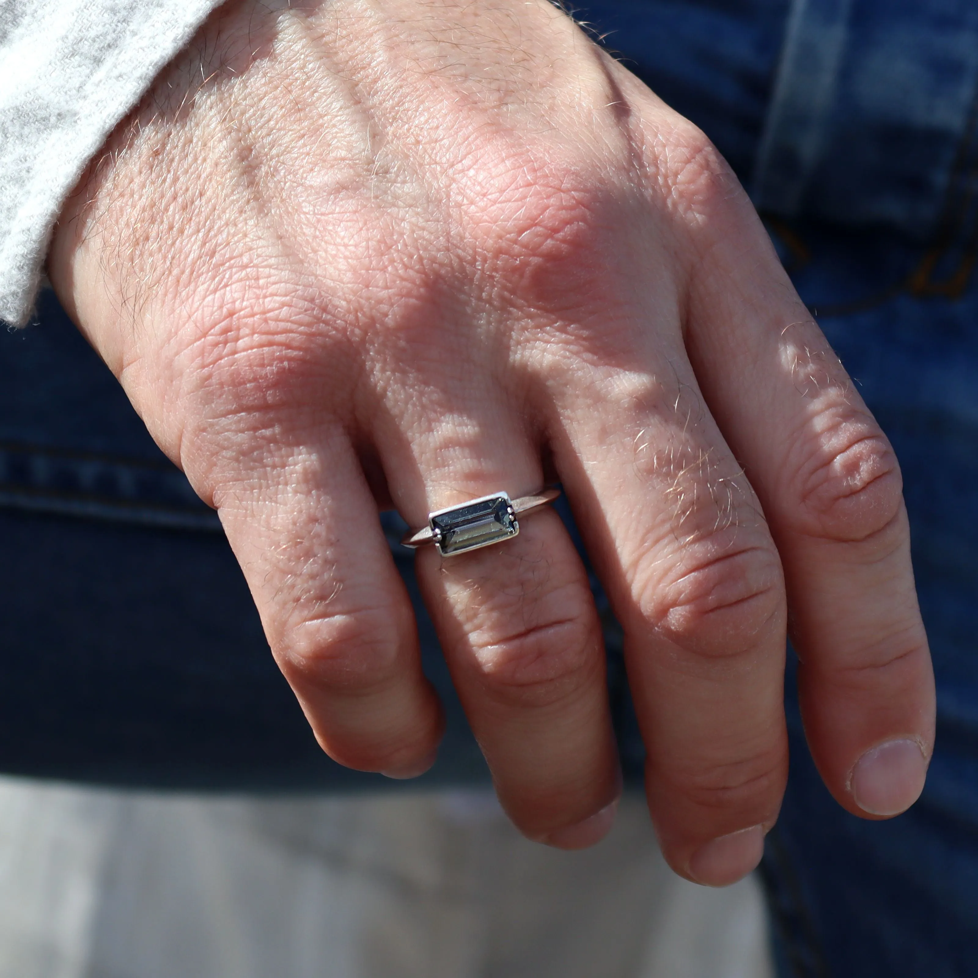 Gemstone Signet Ring for Men - Clear Quartz Signet - Unisex style