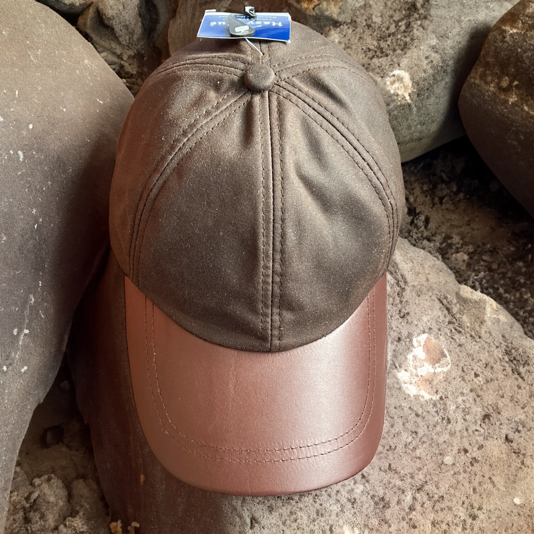 Hazy Blue Leather Peak Wax Waterproof Shooting Cap