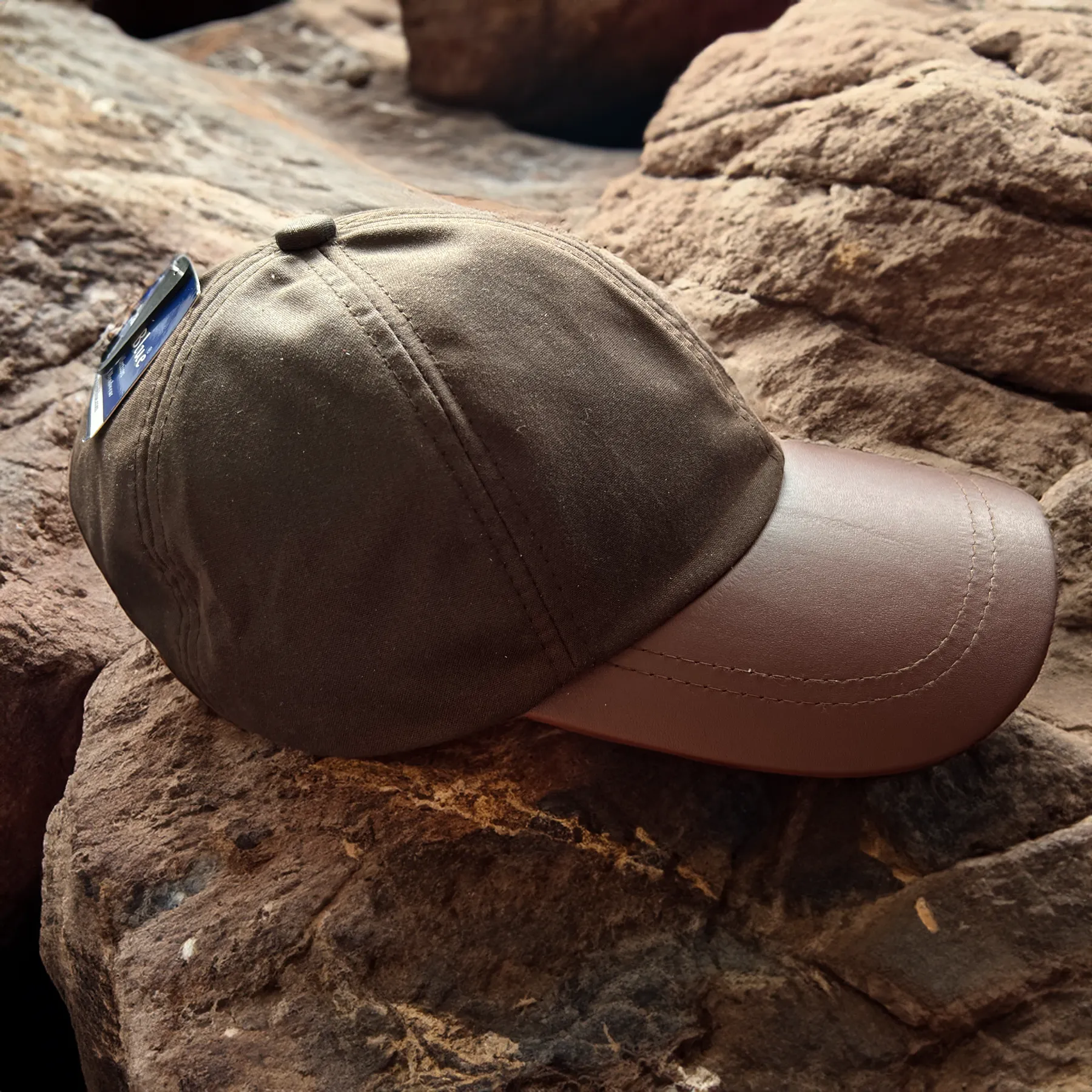 Hazy Blue Leather Peak Wax Waterproof Shooting Cap