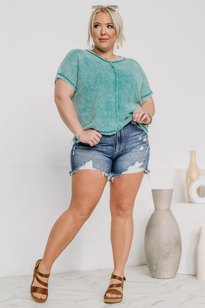 Head Up High Waffle Top | Teal