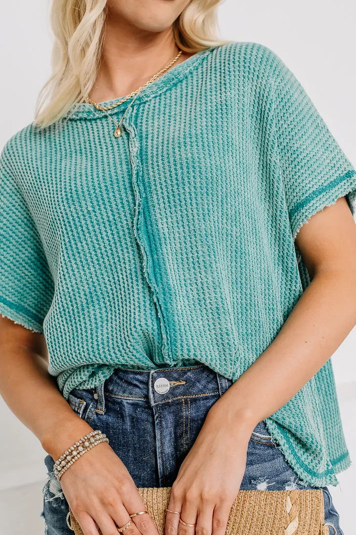 Head Up High Waffle Top | Teal