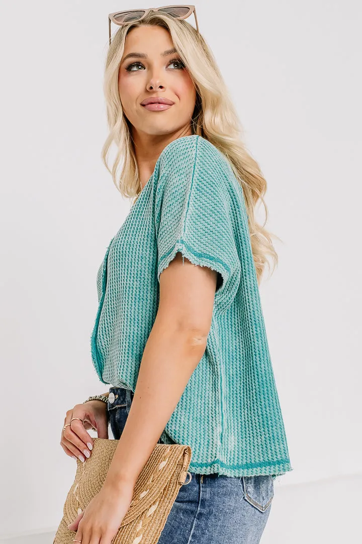 Head Up High Waffle Top | Teal