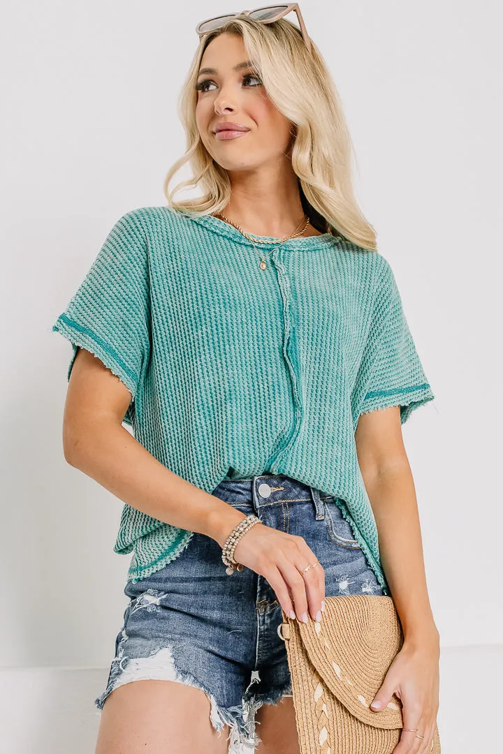 Head Up High Waffle Top | Teal